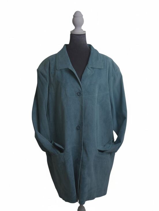 Jessica Holbrooks Jackets & Blazers - Jessica Holbrooks Mint Green Leather Suede Jacket Lined w/ Pockets Sz 3X GUC